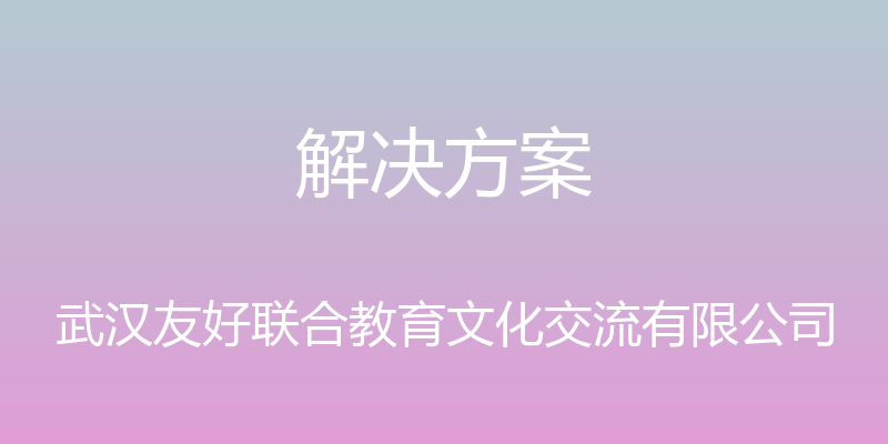 解决方案 - 武汉友好联合教育文化交流有限公司