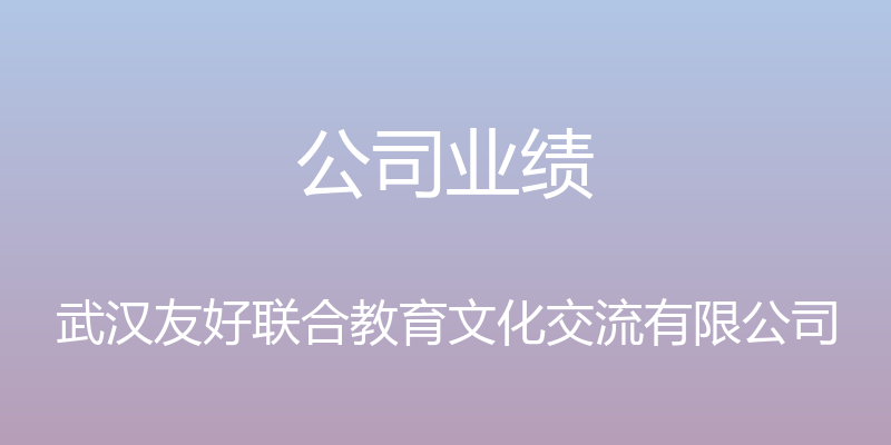 公司业绩 - 武汉友好联合教育文化交流有限公司